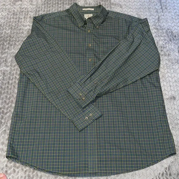 L. L. Bean Plaid Button Down Long Sleeve Shirt.  100% Cotton. ‎ Size XL. - Picture 3 of 7